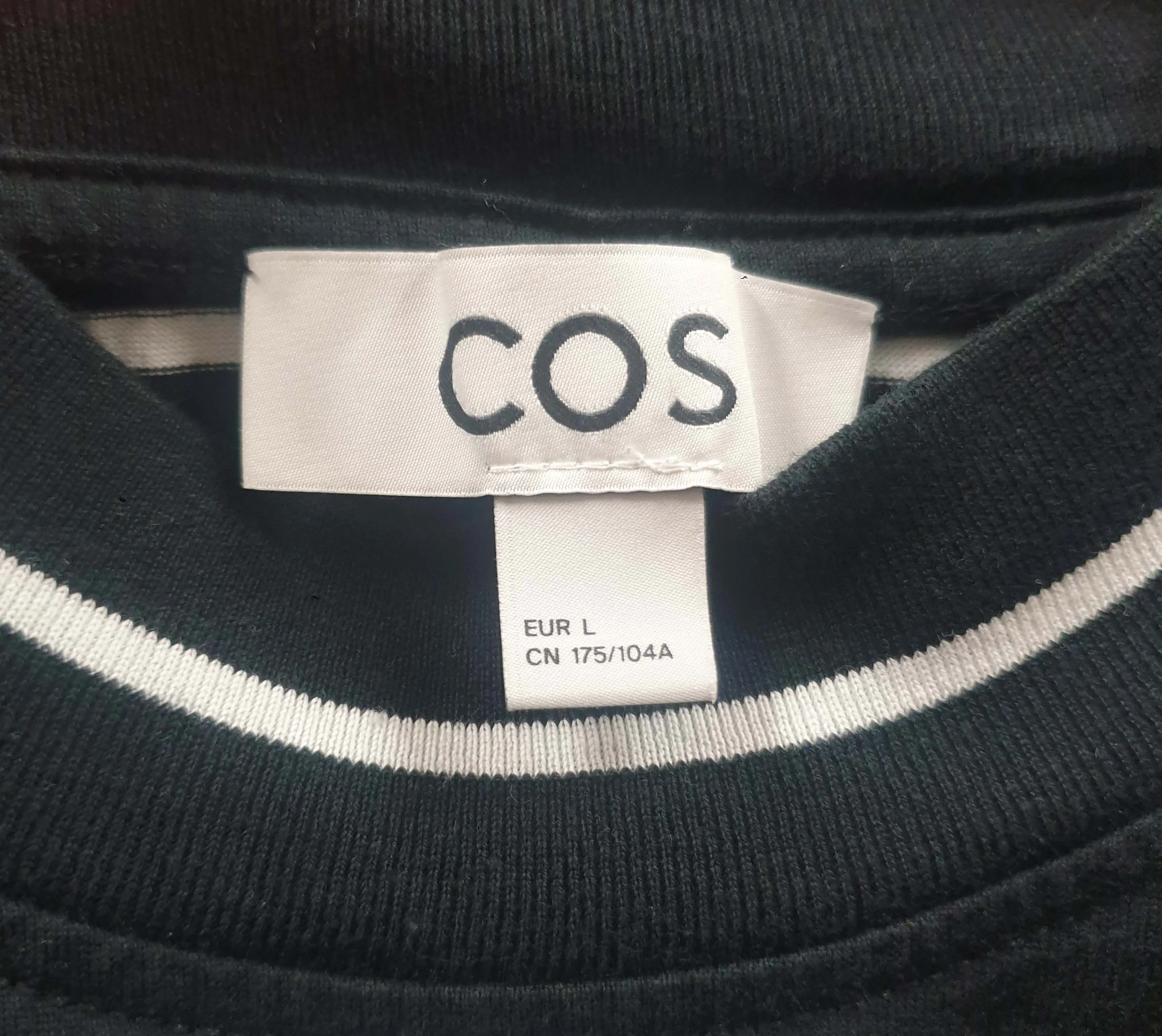 Cos black and white striped top size L
