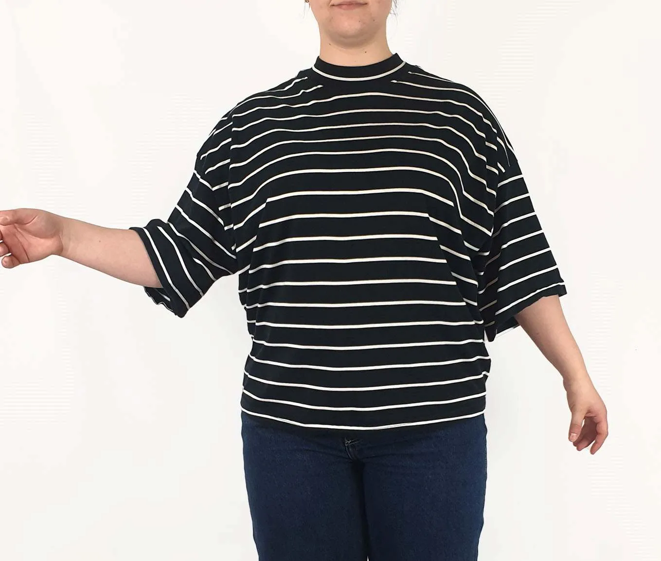 Cos black and white striped top size L