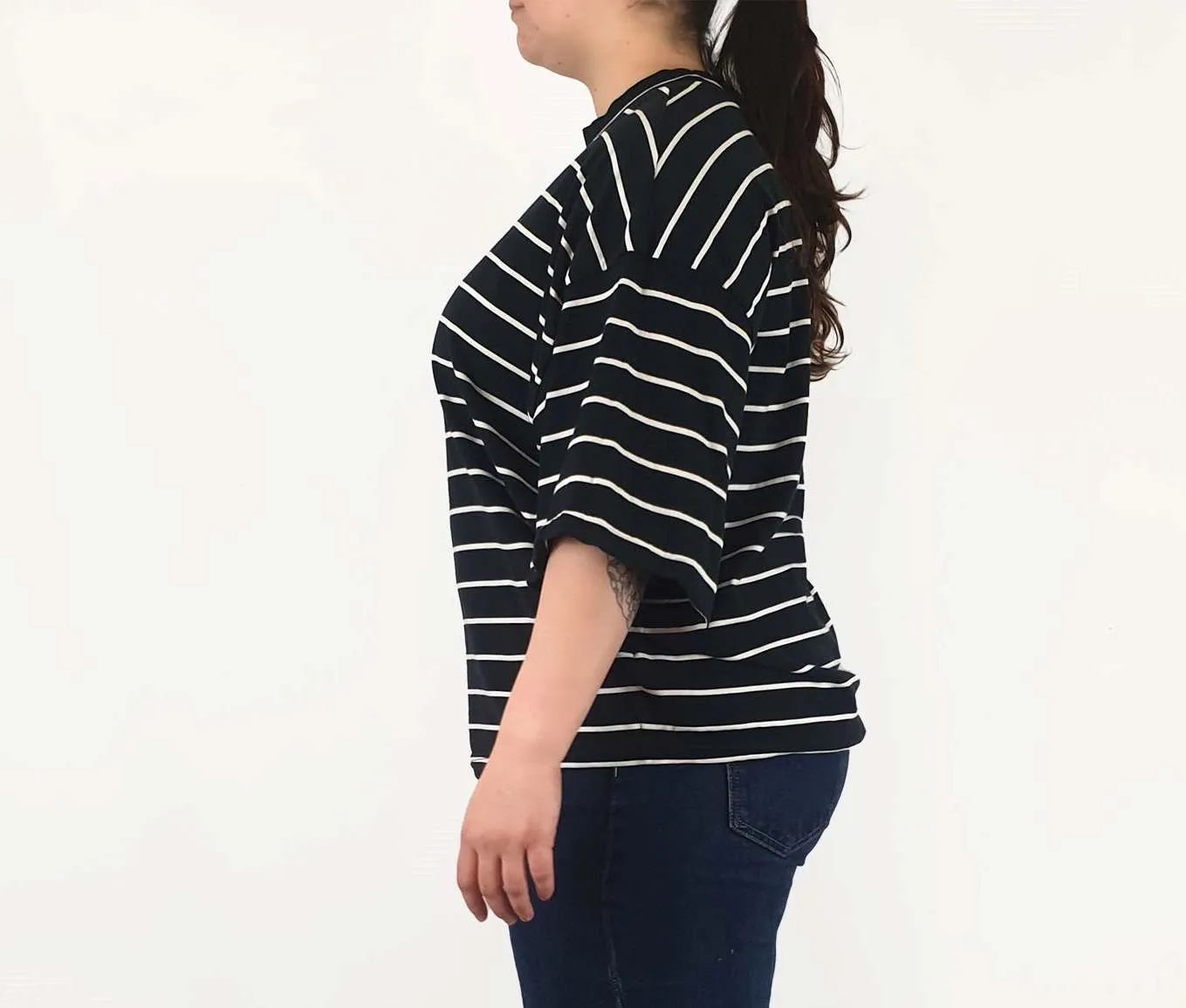 Cos black and white striped top size L