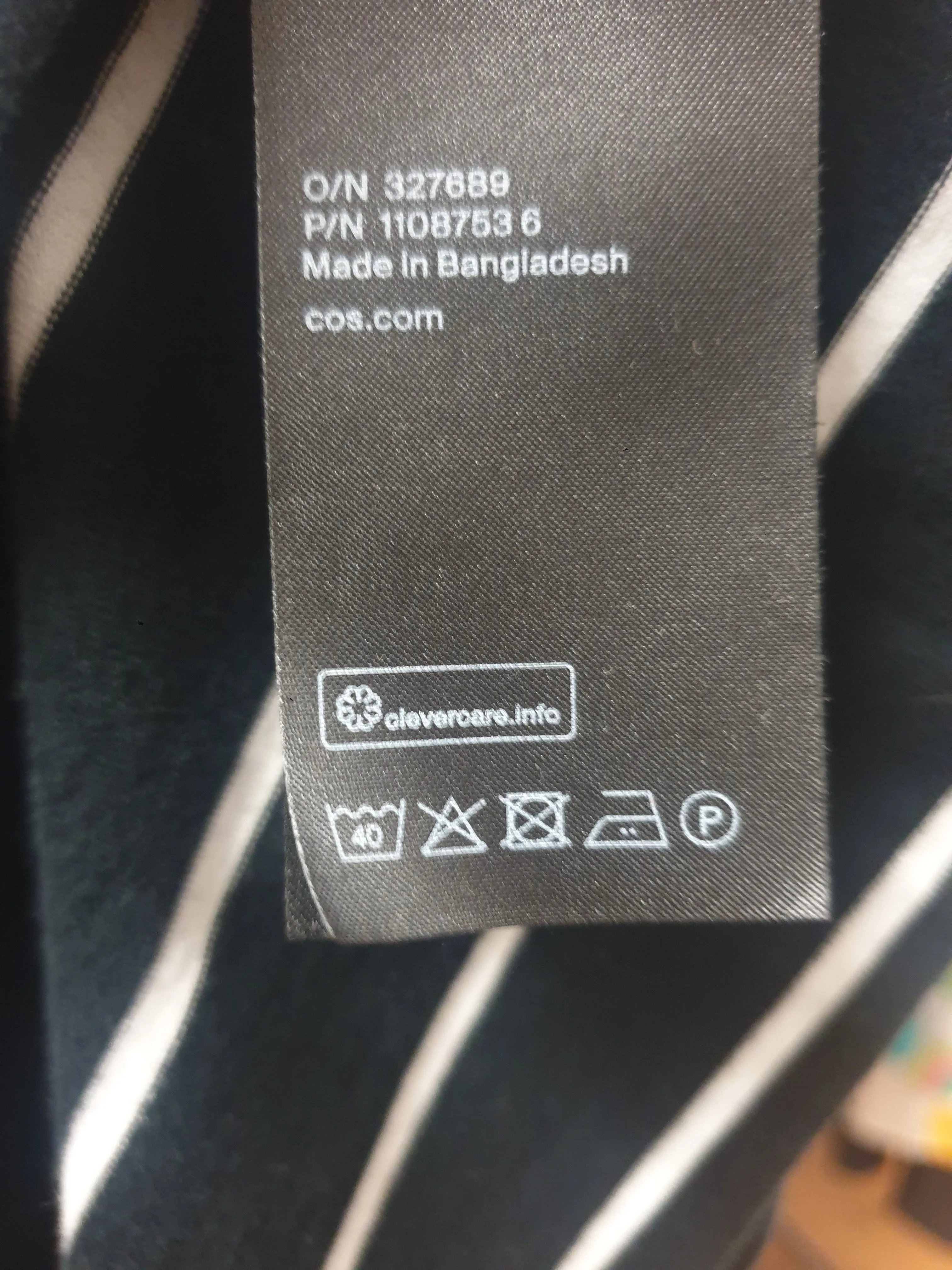 Cos black and white striped top size L