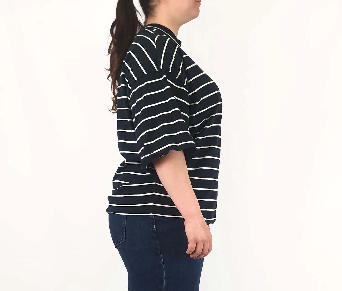 Cos black and white striped top size L