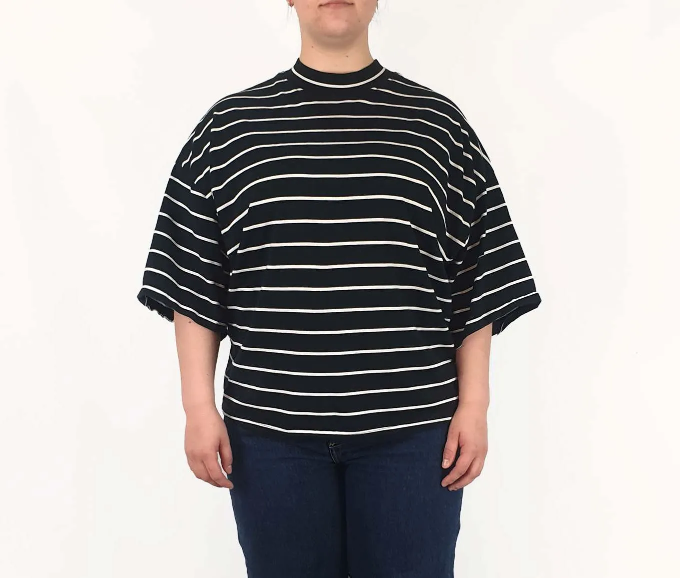 Cos black and white striped top size L