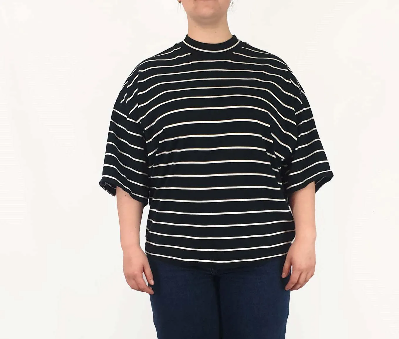 Cos black and white striped top size L