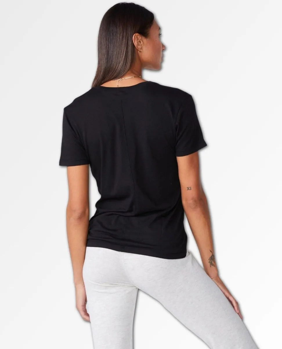 Cotton Modal Relaxed V-Neck Tee Black