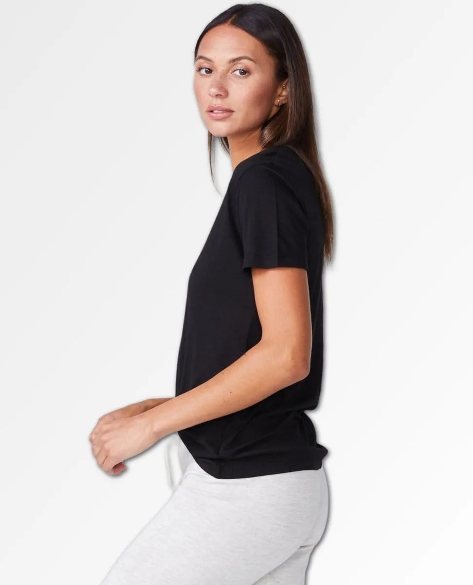 Cotton Modal Relaxed V-Neck Tee Black