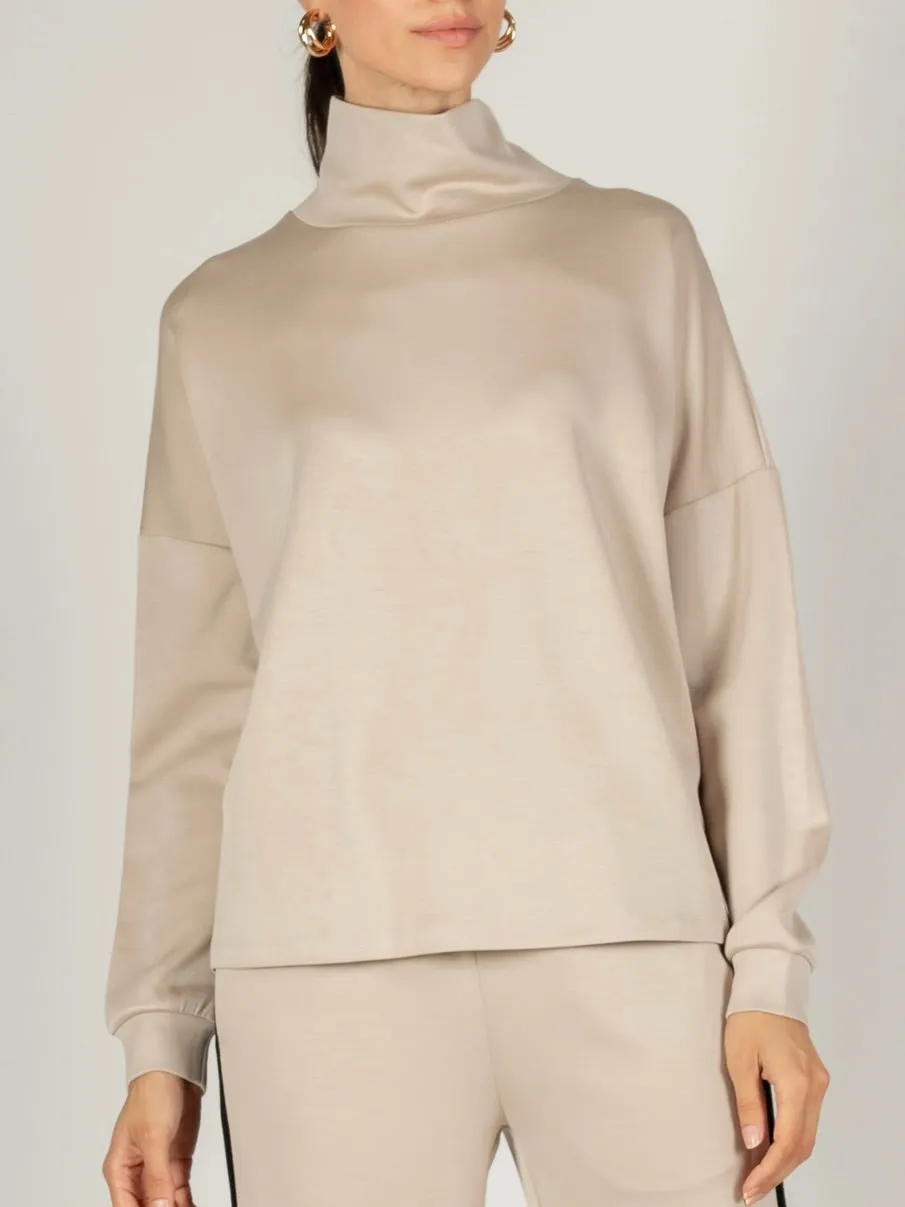 Cowl Long Sleeve Top - Taupe