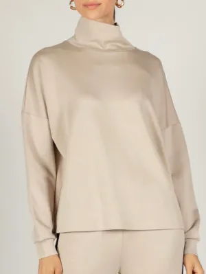 Cowl Long Sleeve Top - Taupe