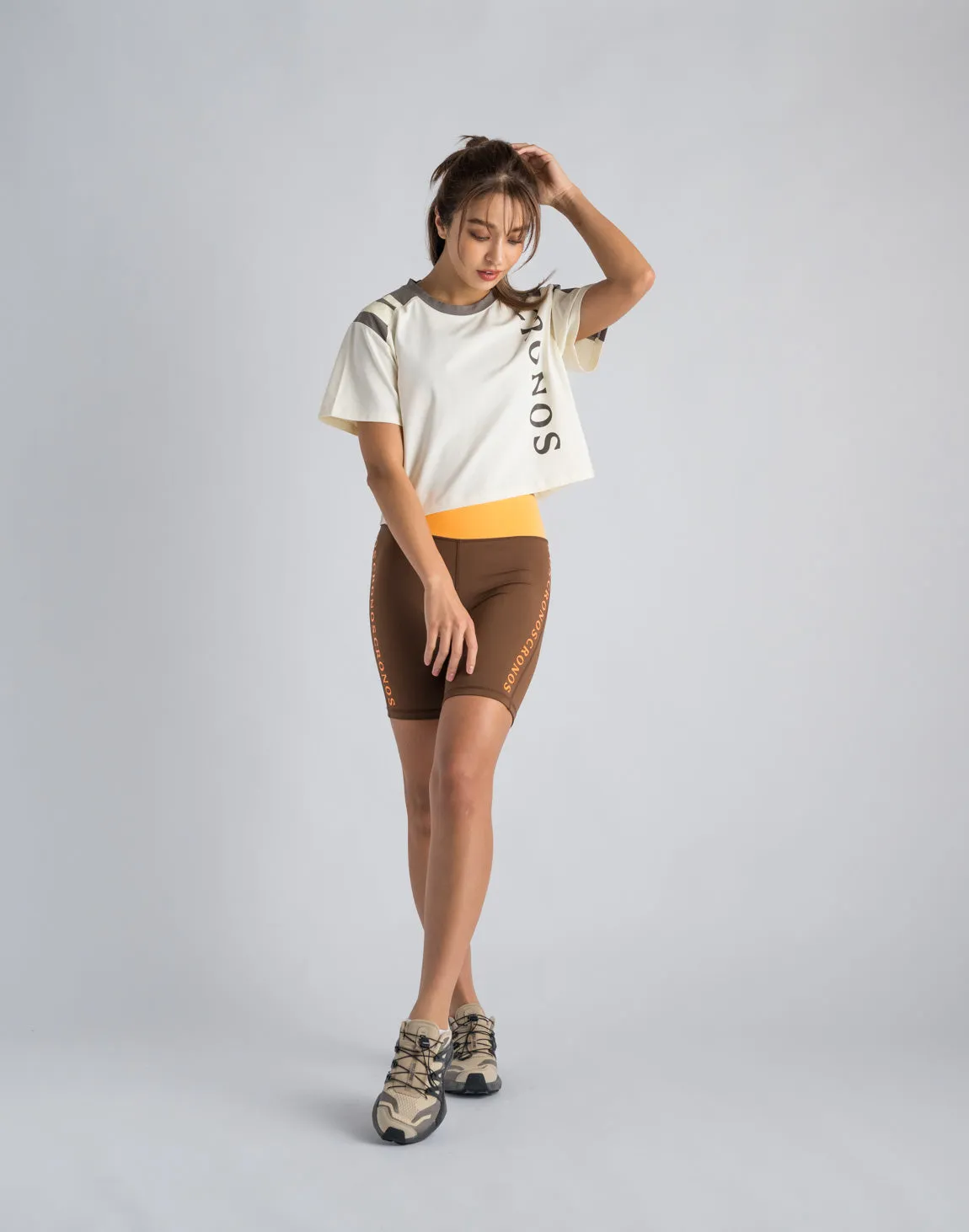 CRONOS WOMEN SWITCHED T-SHIRTS【BEIGE】