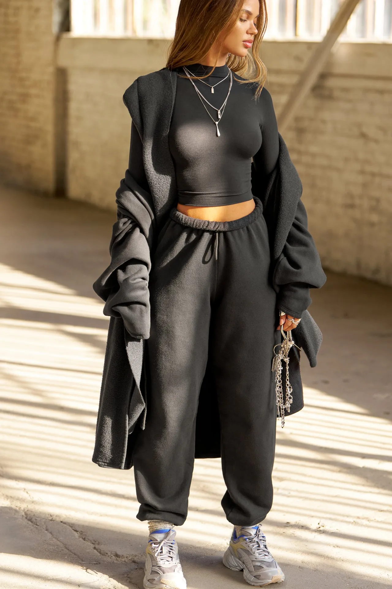 Cropped Mock Neck Long Sleeve