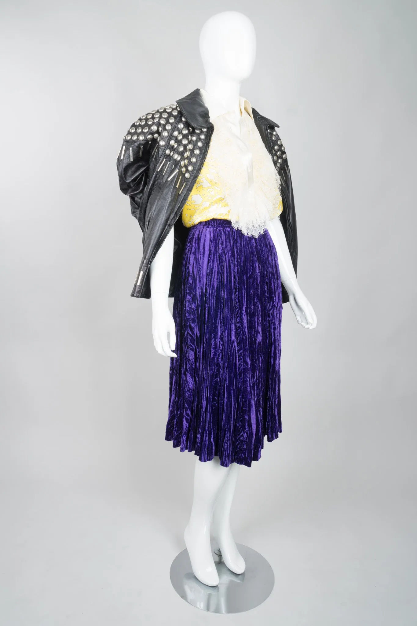 Crushed Velvet Pleated Skirt