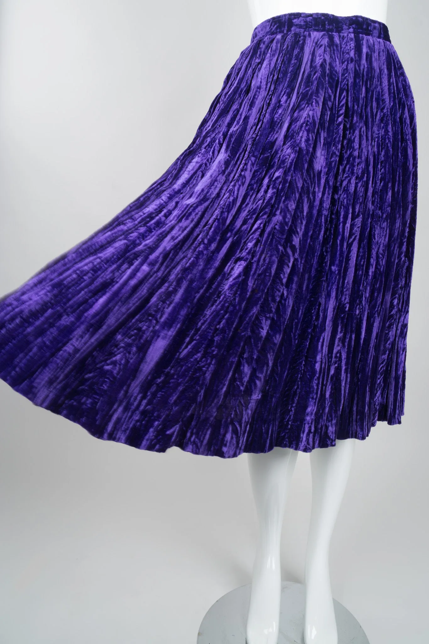 Crushed Velvet Pleated Skirt