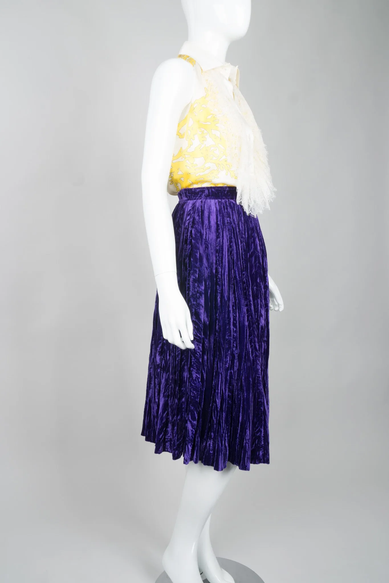 Crushed Velvet Pleated Skirt