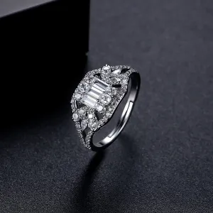Crystal & Cubic Zirconia Geometric Adjustable Ring
