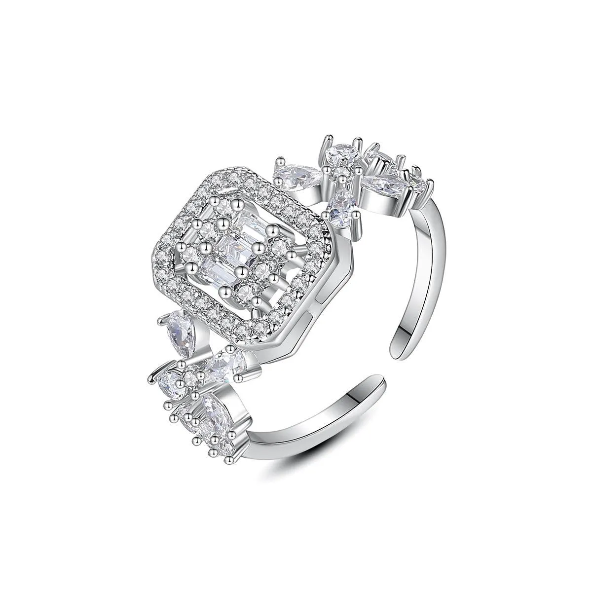 Crystal & Cubic Zirconia Square Open Ring