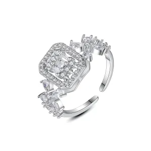 Crystal & Cubic Zirconia Square Open Ring