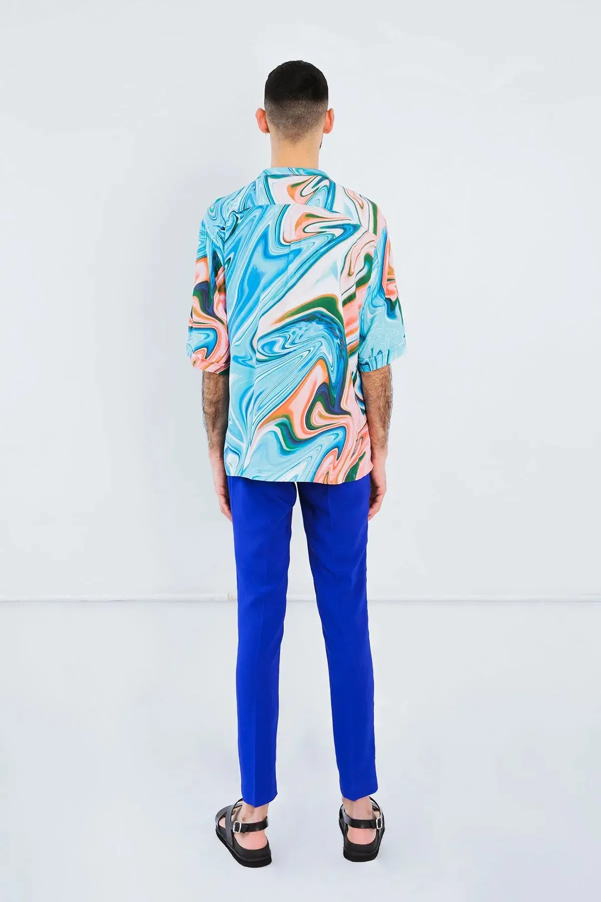Cuban Collar Shirt In Paint Stroke