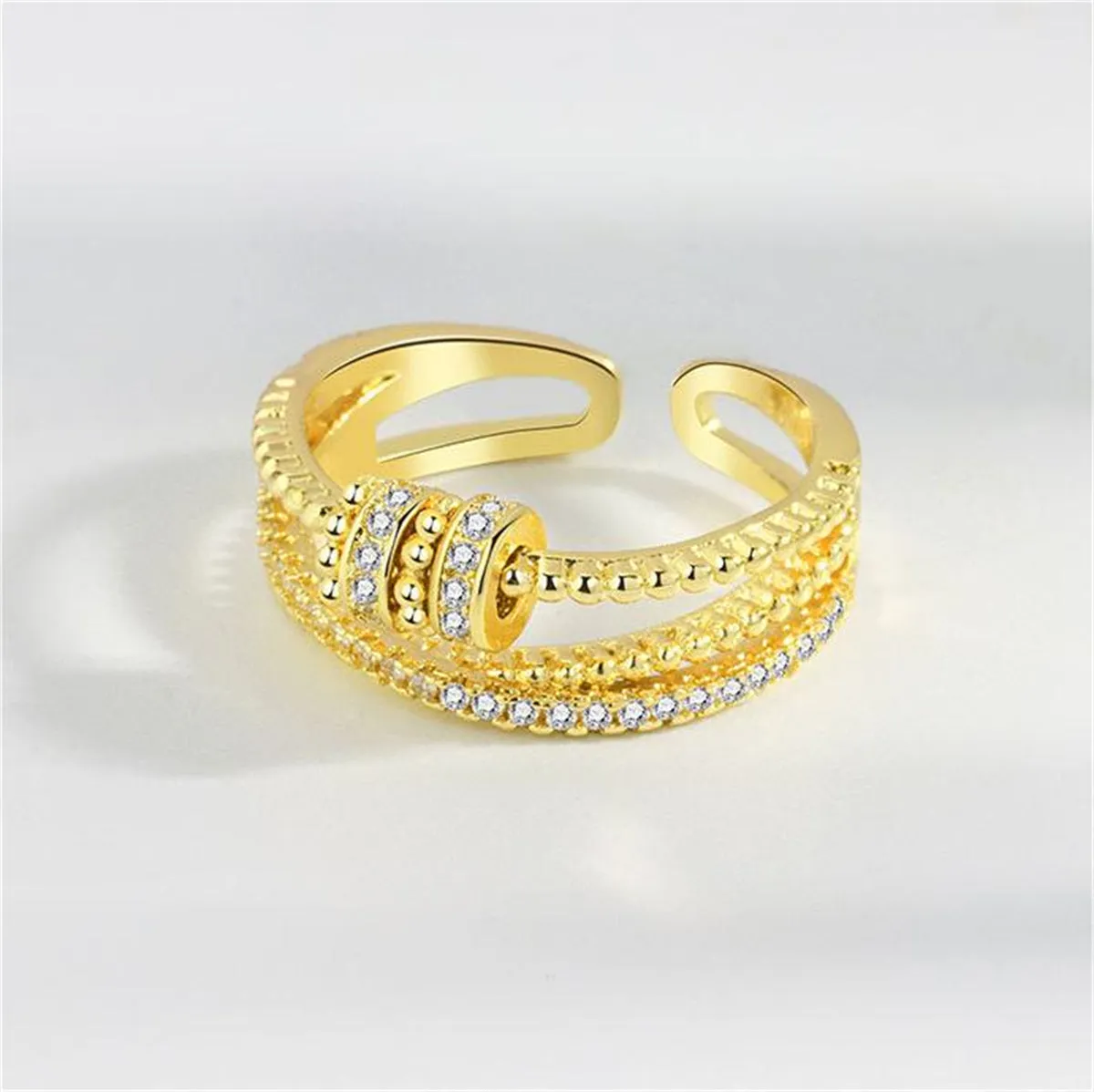 Cubic Zirconia & 18K Gold-Plated Coil Crisscross Open Ring