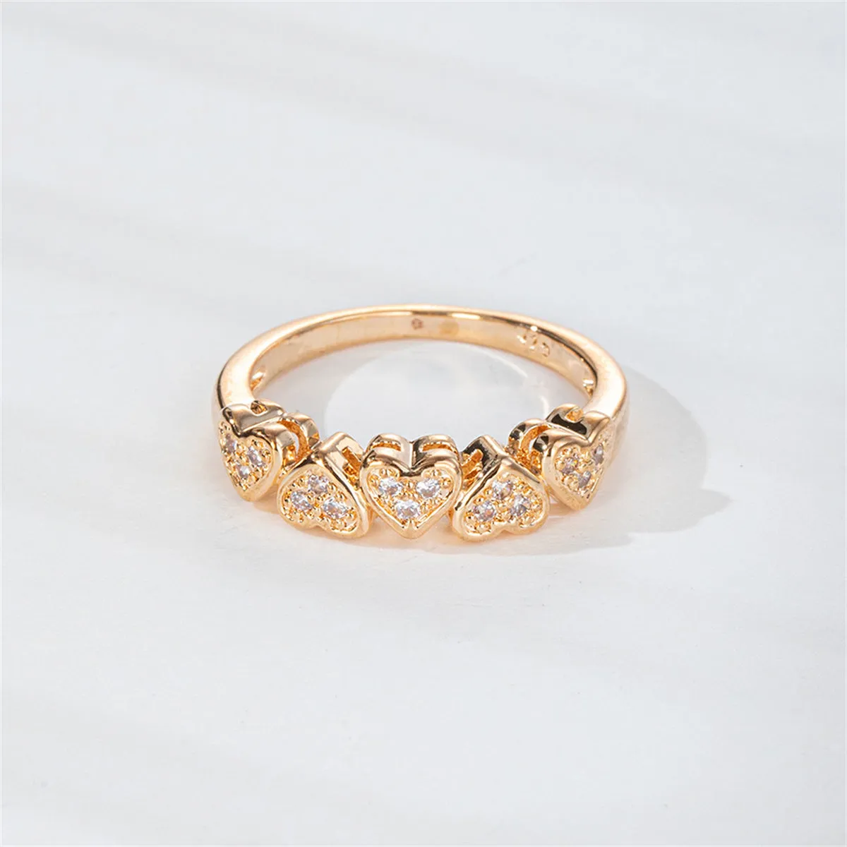 Cubic Zirconia & 18K Gold-Plated Heart Band Ring