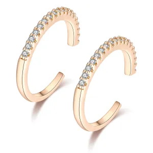 Cubic Zirconia & 18K Gold-Plated Pavé Ear Cuffs