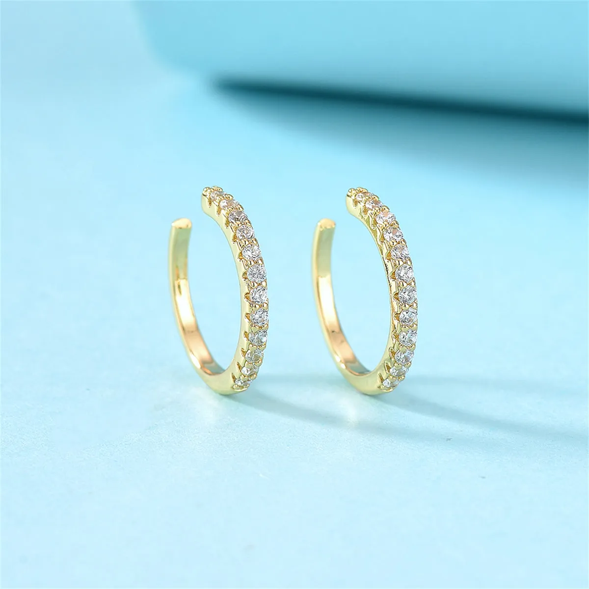 Cubic Zirconia & 18K Gold-Plated Pavé Ear Cuffs