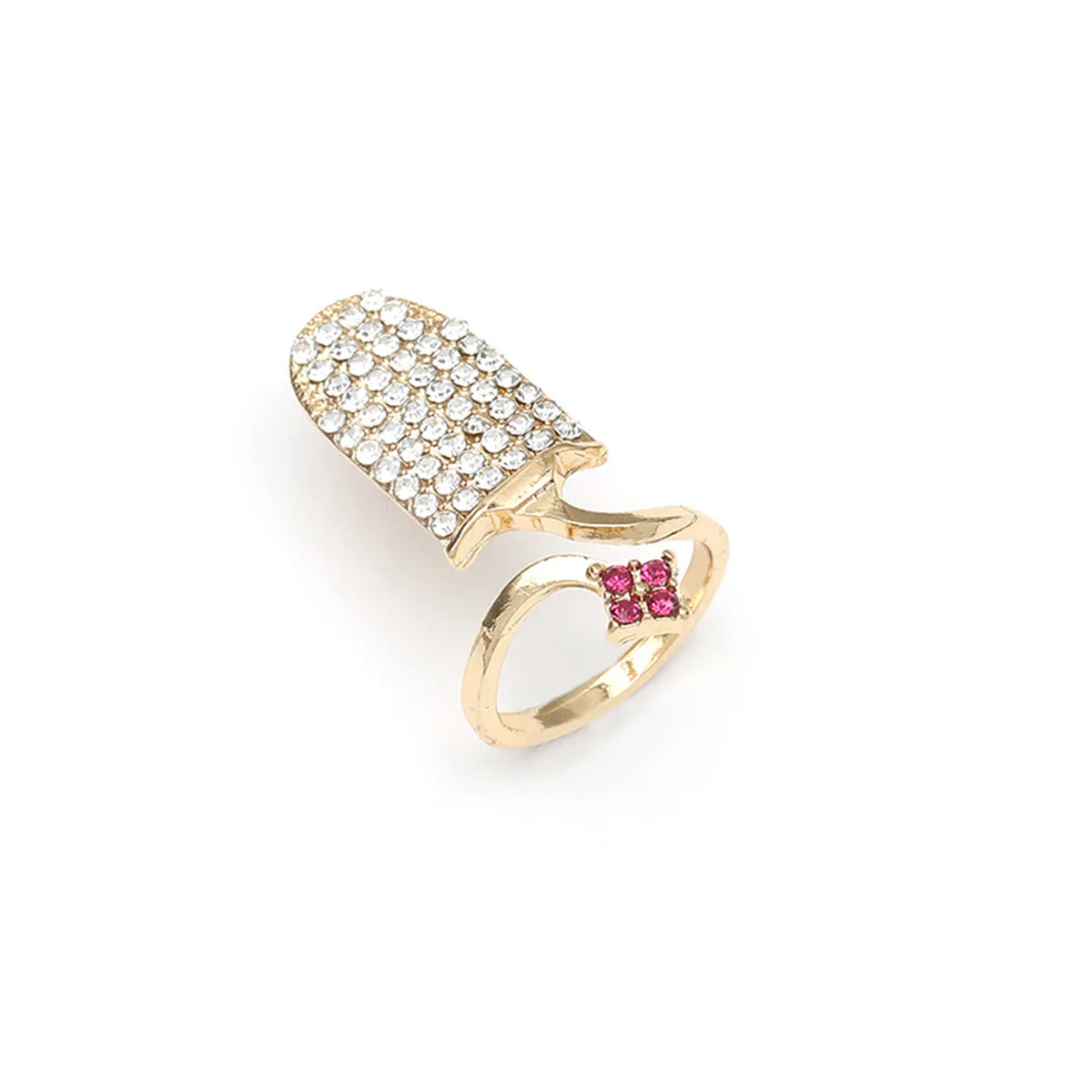 Cubic Zirconia & 18K Gold-Plated Rhombus Open Midi Ring