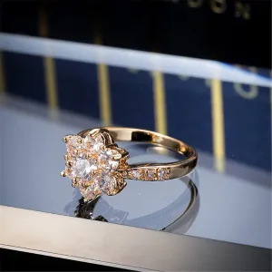 Cubic Zirconia & 18K Gold Plated Sunflower Ring