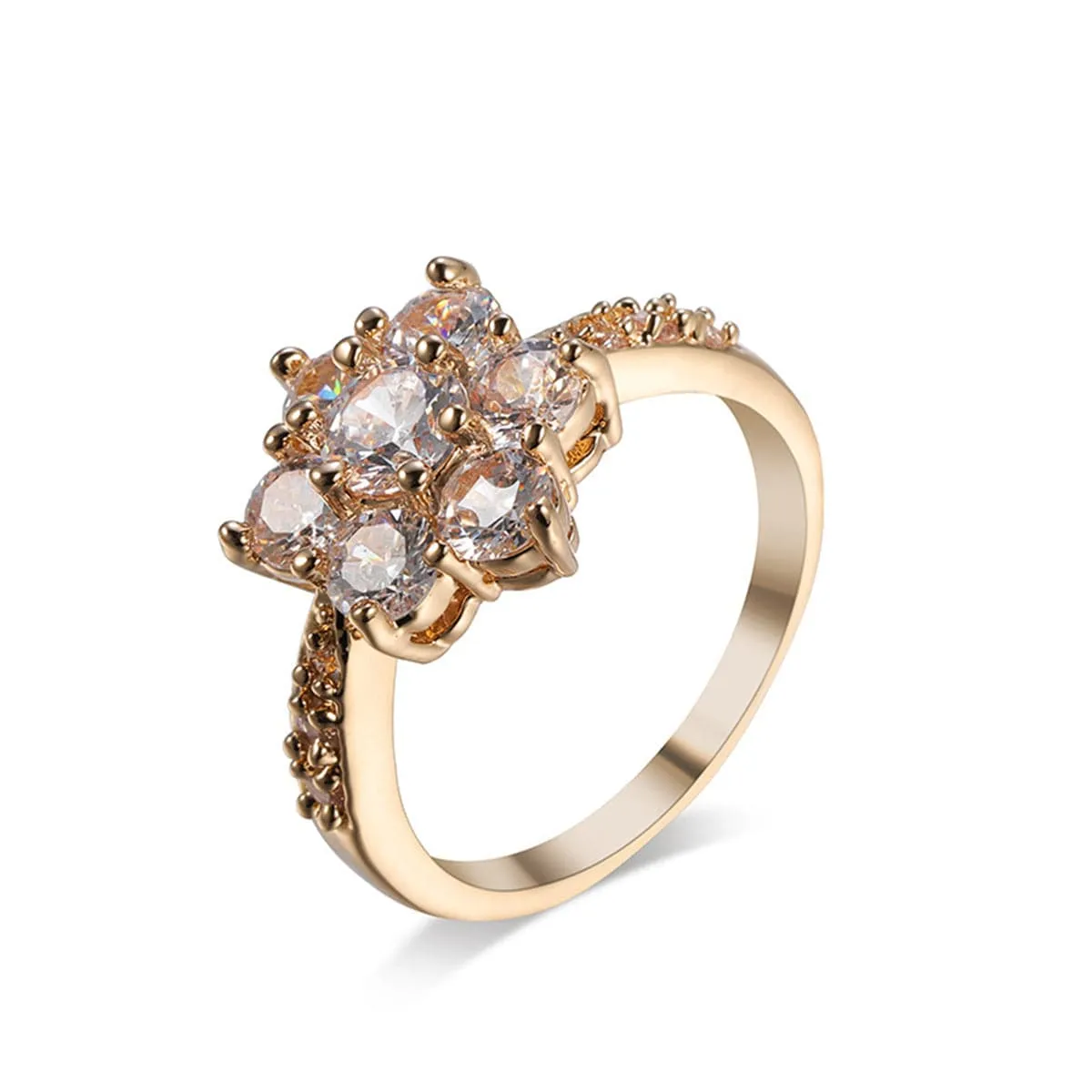 Cubic Zirconia & 18K Gold Plated Sunflower Ring