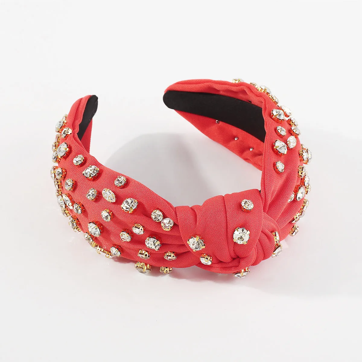 Cubic Zirconia & Orange Polyester Hard Headband