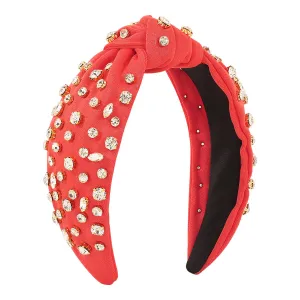 Cubic Zirconia & Orange Polyester Hard Headband