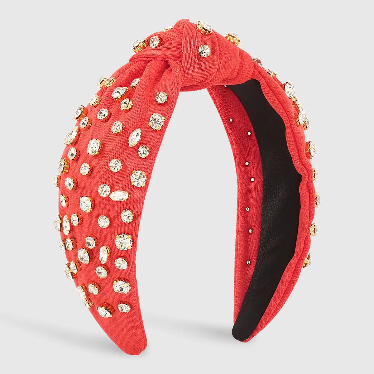 Cubic Zirconia & Orange Polyester Hard Headband