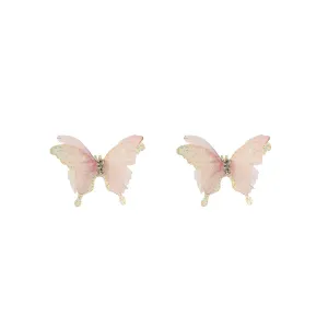 Cubic Zirconia & Polyester 18K Gold-Plated Butterfly Stud Earrings