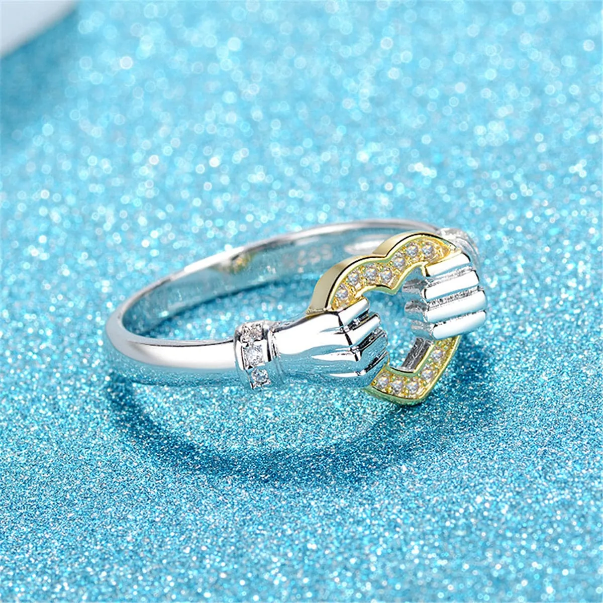 Cubic Zirconia & Two-Tone Heart Band Ring