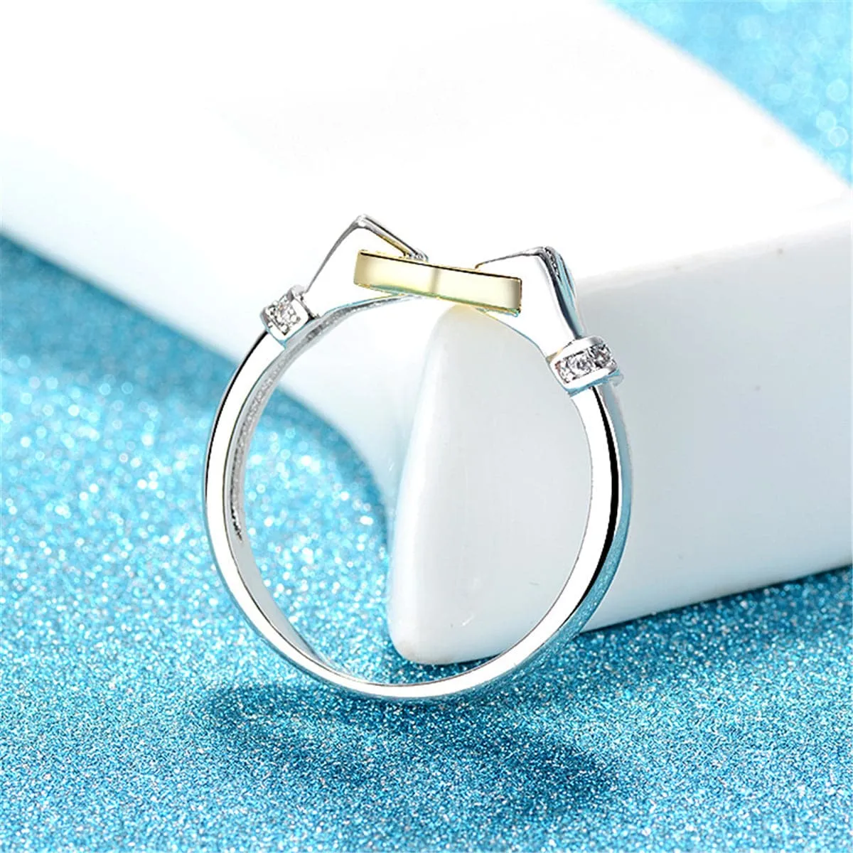 Cubic Zirconia & Two-Tone Heart Band Ring