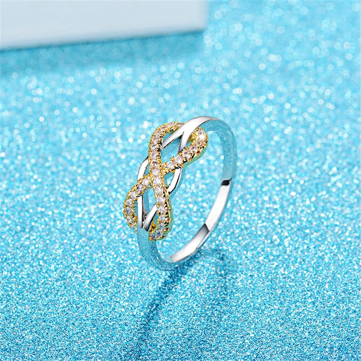 Cubic Zirconia & Two-Tone Infinity Band Ring