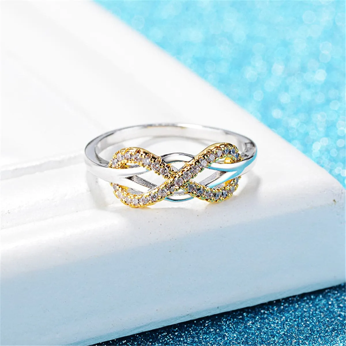 Cubic Zirconia & Two-Tone Infinity Band Ring