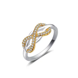 Cubic Zirconia & Two-Tone Infinity Band Ring