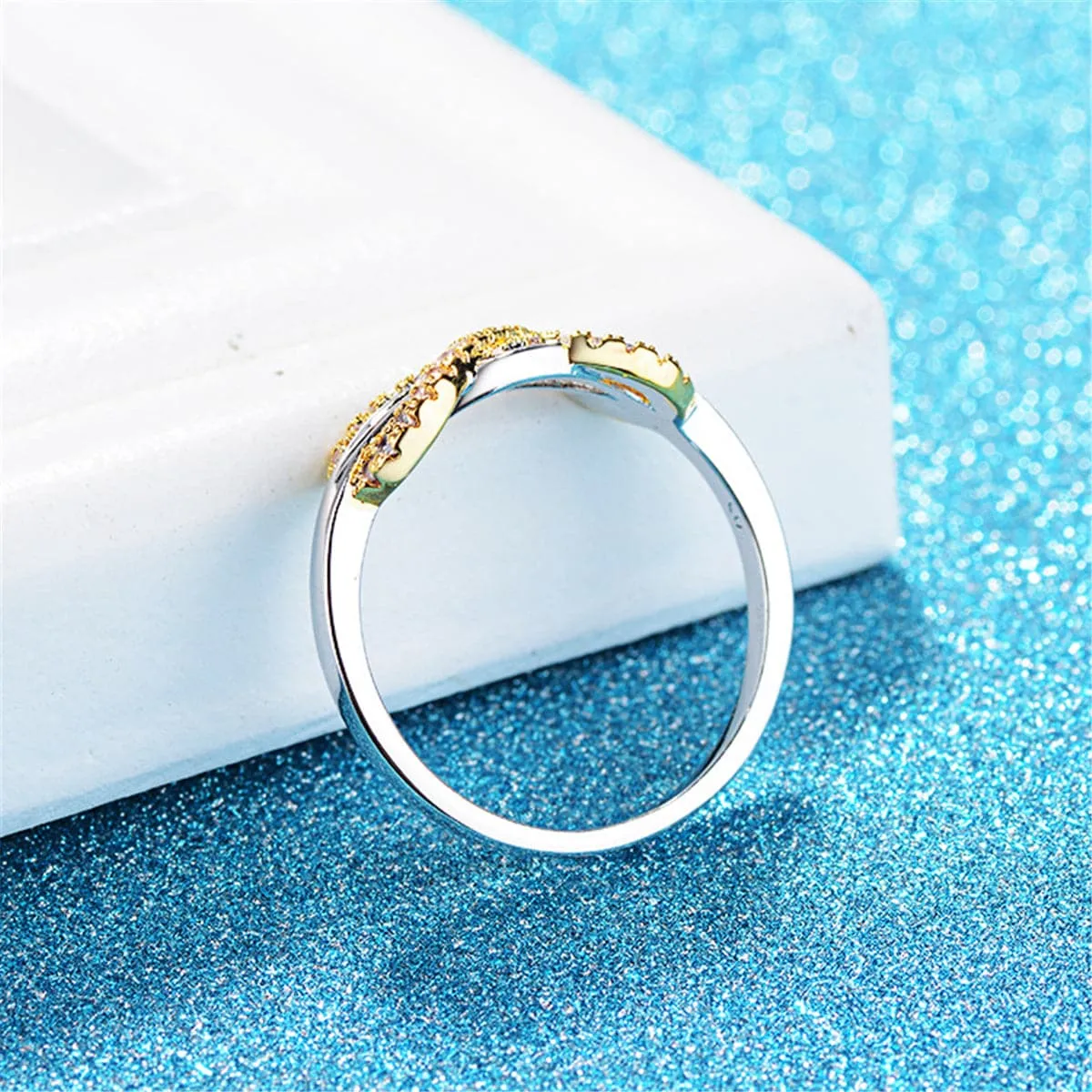 Cubic Zirconia & Two-Tone Infinity Band Ring