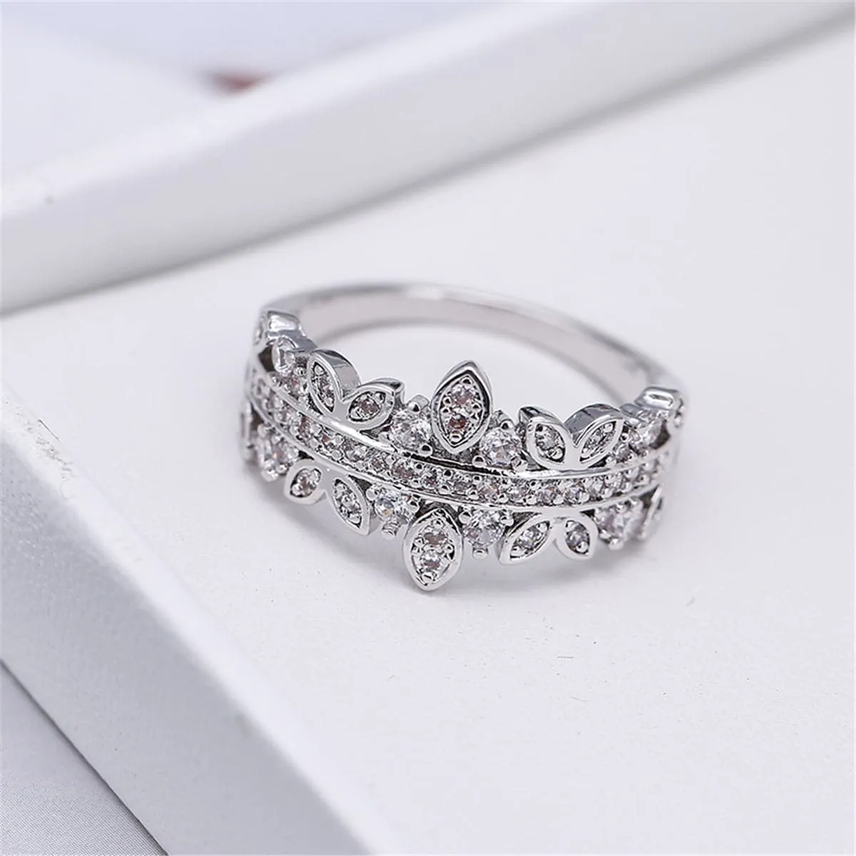 Cubic Zirconia Botany Wide-Band Ring