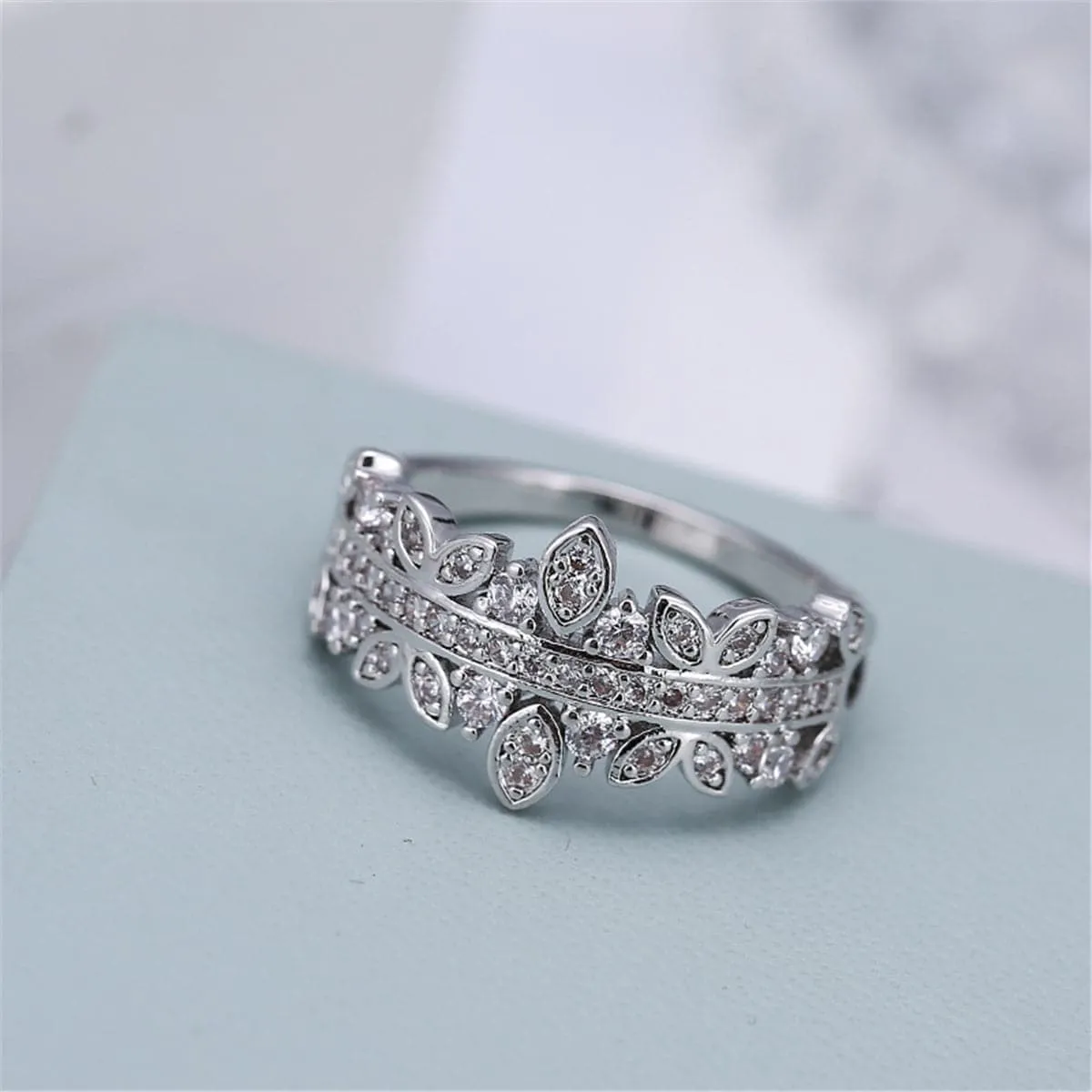 Cubic Zirconia Botany Wide-Band Ring