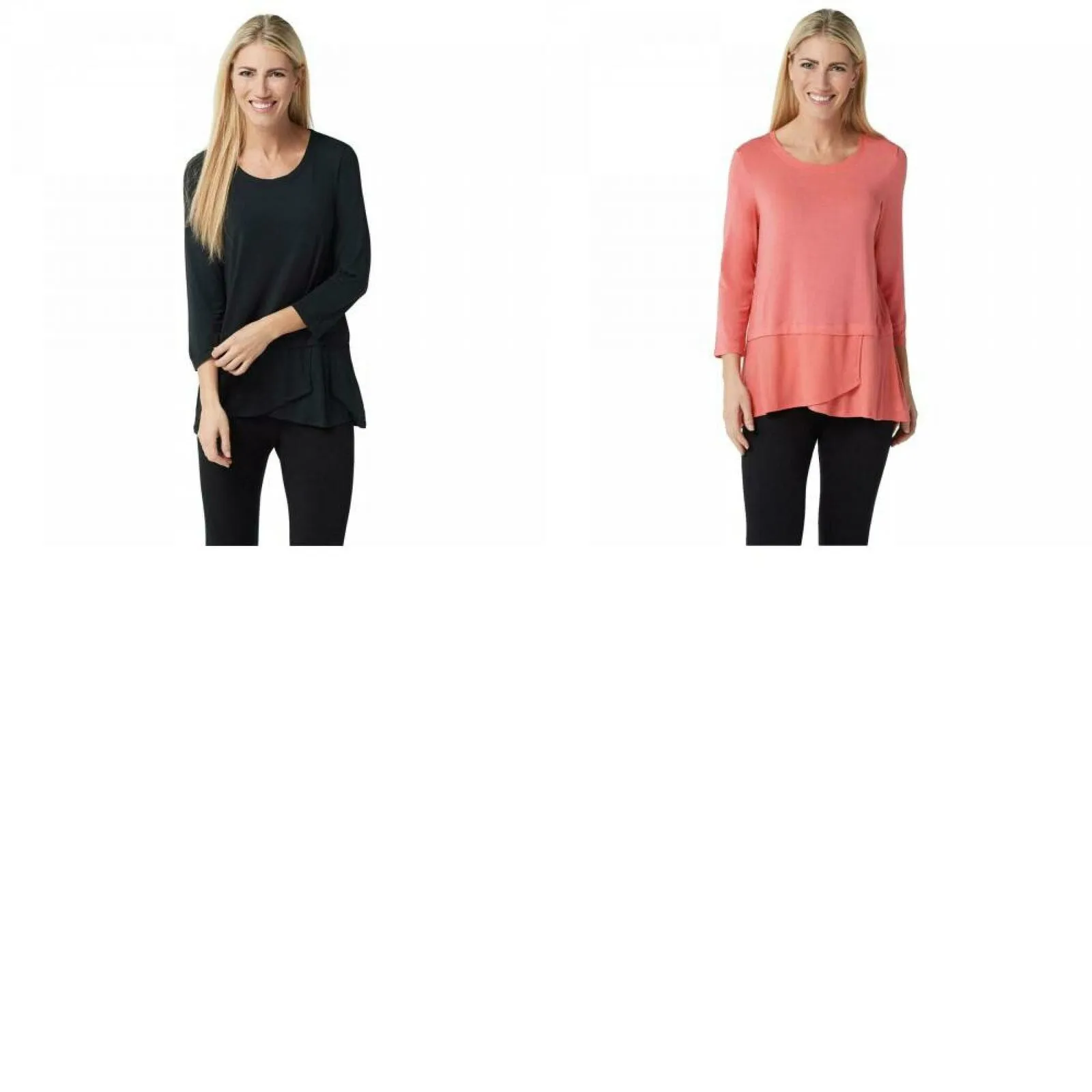 Cuddl Duds Women's Softwear Stretch 3/4 Sleeve Peplum Top