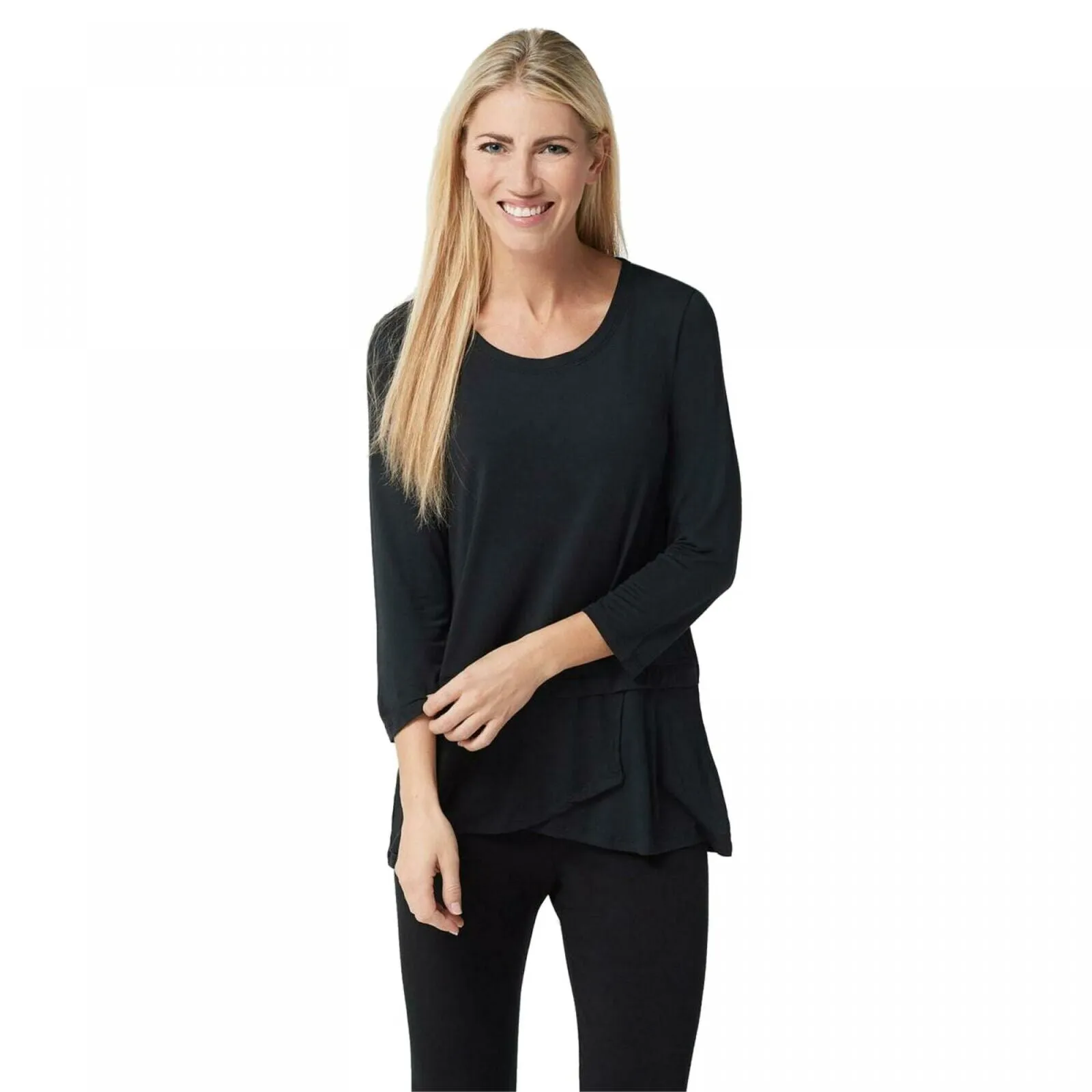 Cuddl Duds Women's Softwear Stretch 3/4 Sleeve Peplum Top