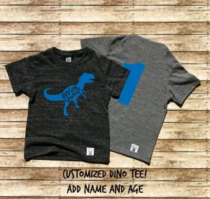 Custom Dinosaur Birthday BLUE Shirt