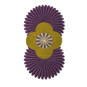 Daisy Pleated Hand Tufted Wool Rug Runner - Purple