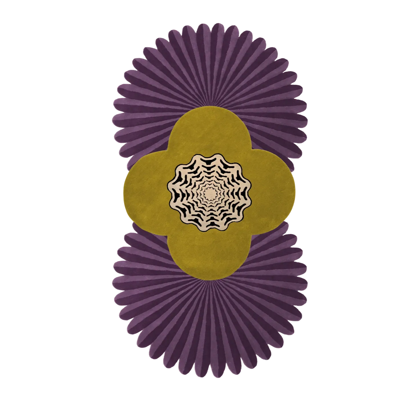 Daisy Pleated Hand Tufted Wool Rug Runner - Purple