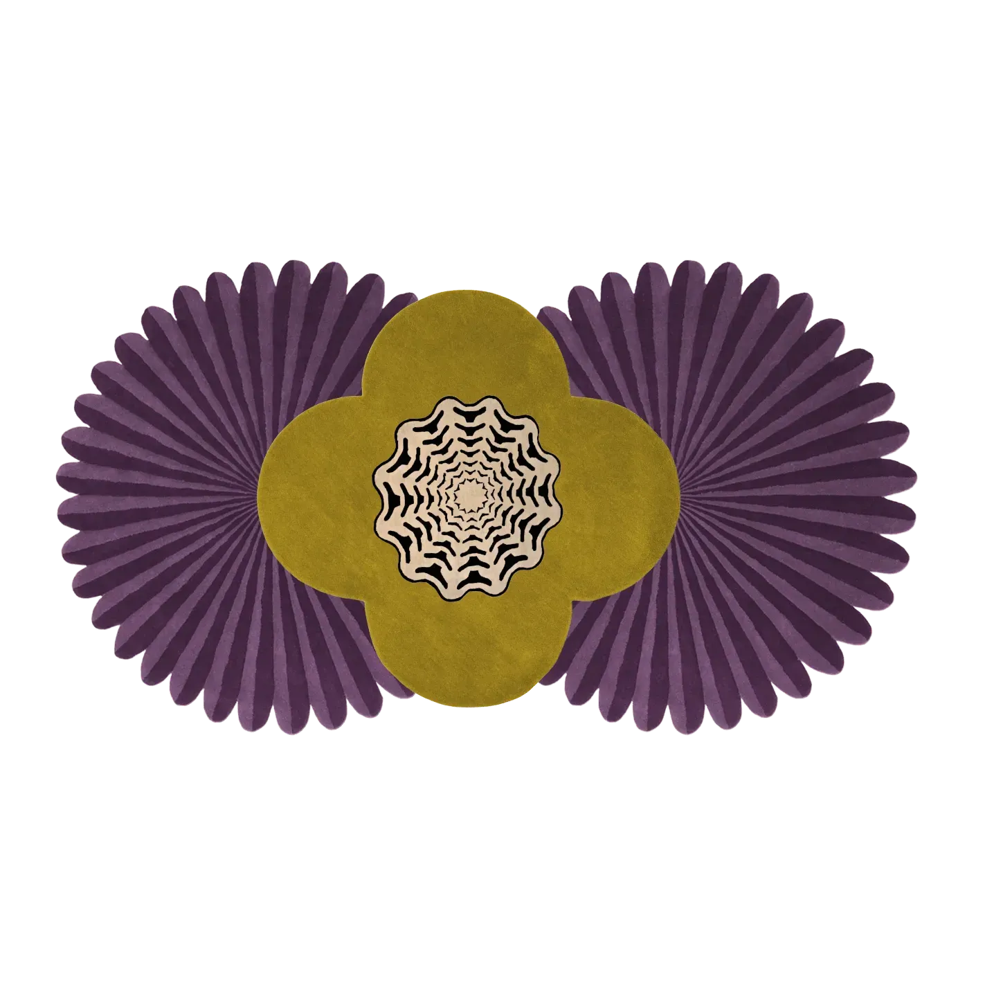 Daisy Pleated Hand Tufted Wool Rug Runner - Purple
