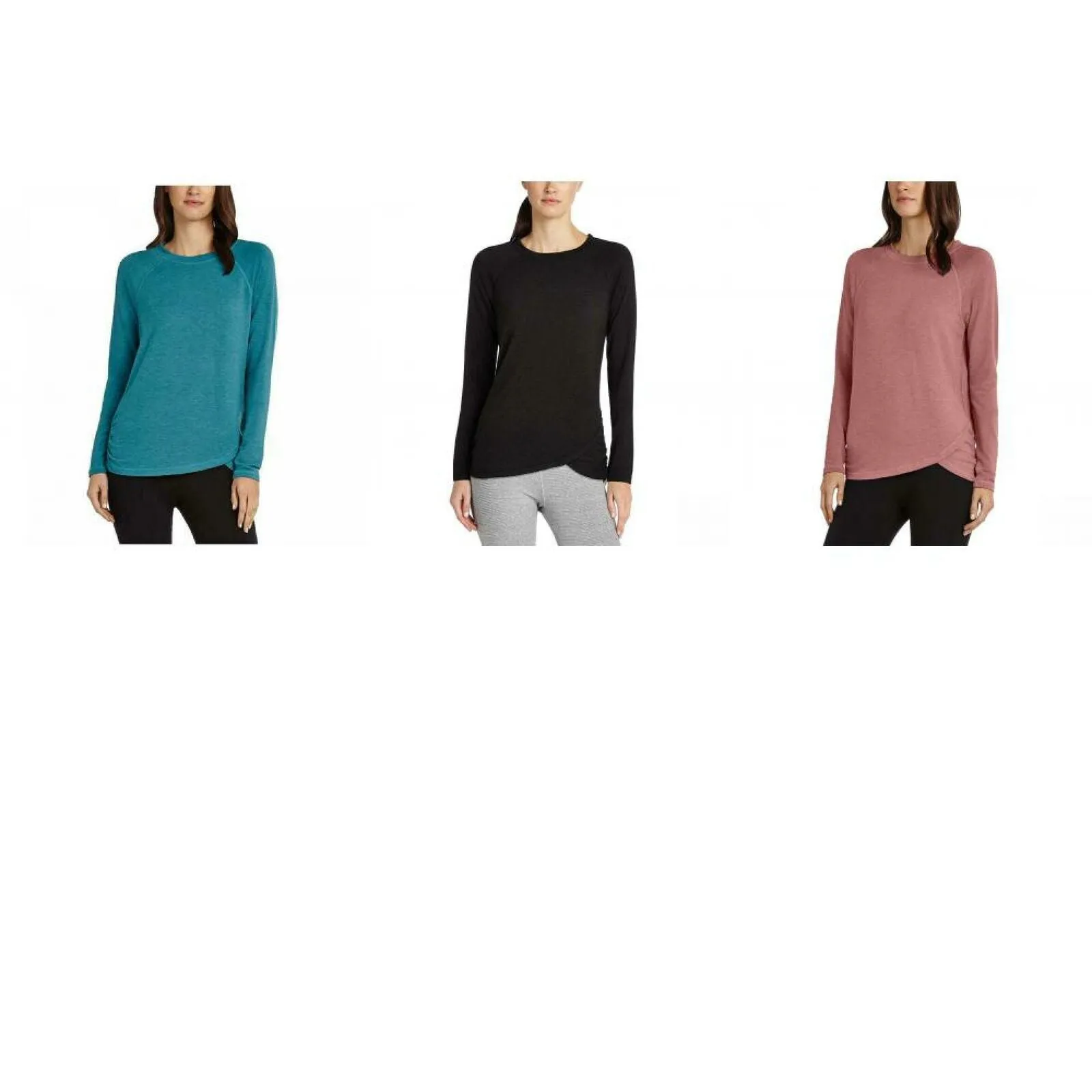 Danskin Women's Long Sleeve French Terry Crossover Top