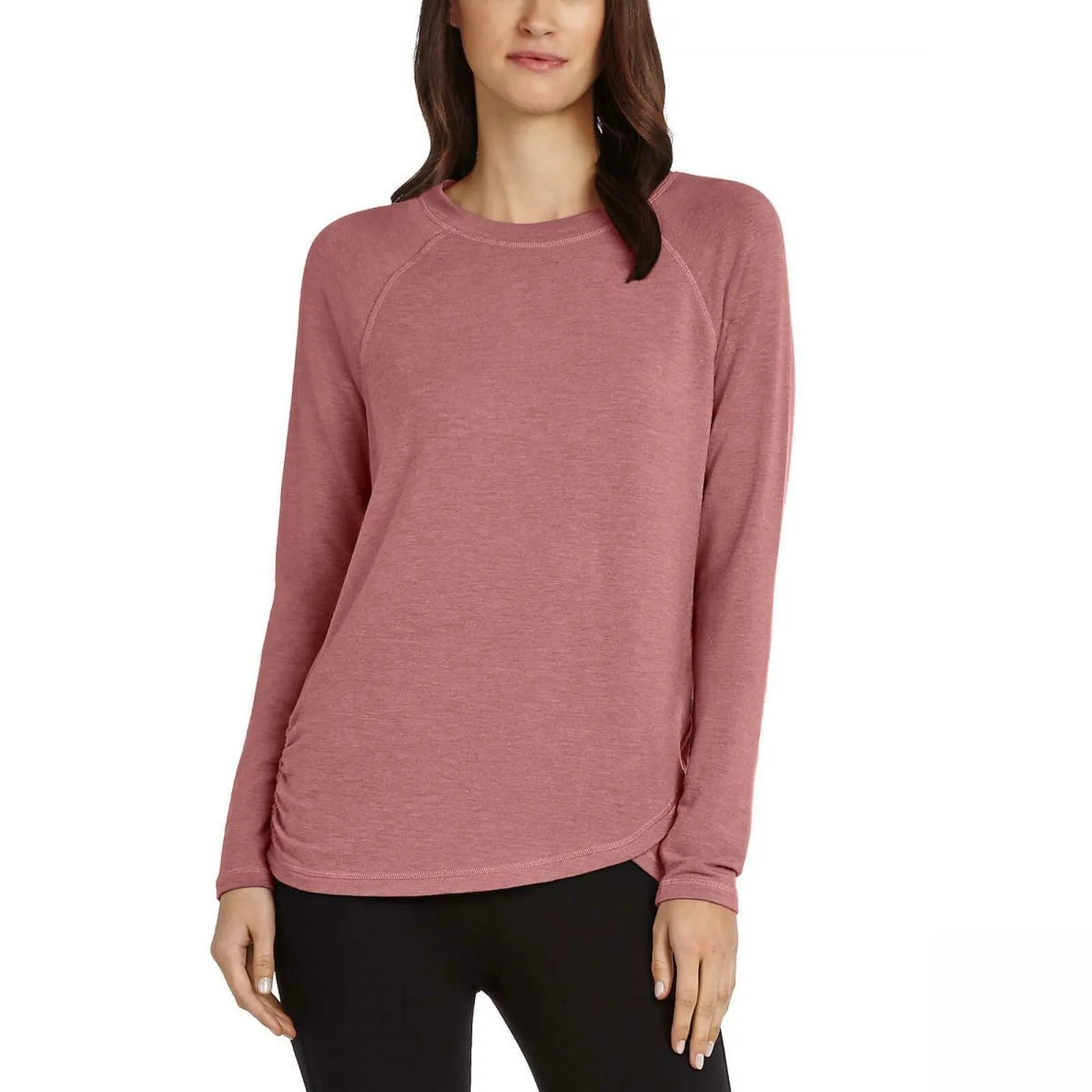 Danskin Women's Long Sleeve French Terry Crossover Top