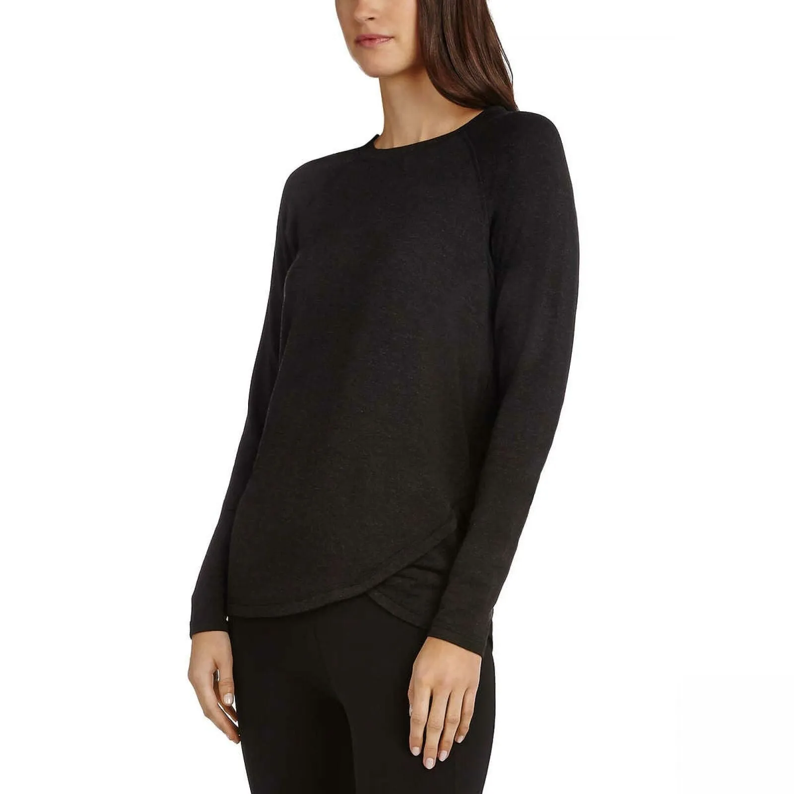 Danskin Women's Long Sleeve French Terry Crossover Top