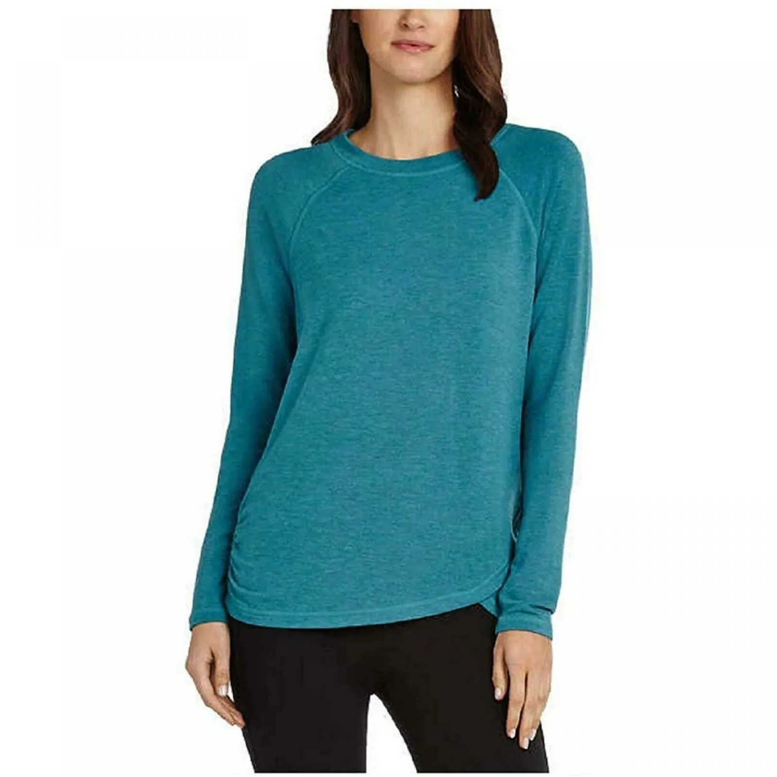 Danskin Women's Long Sleeve French Terry Crossover Top