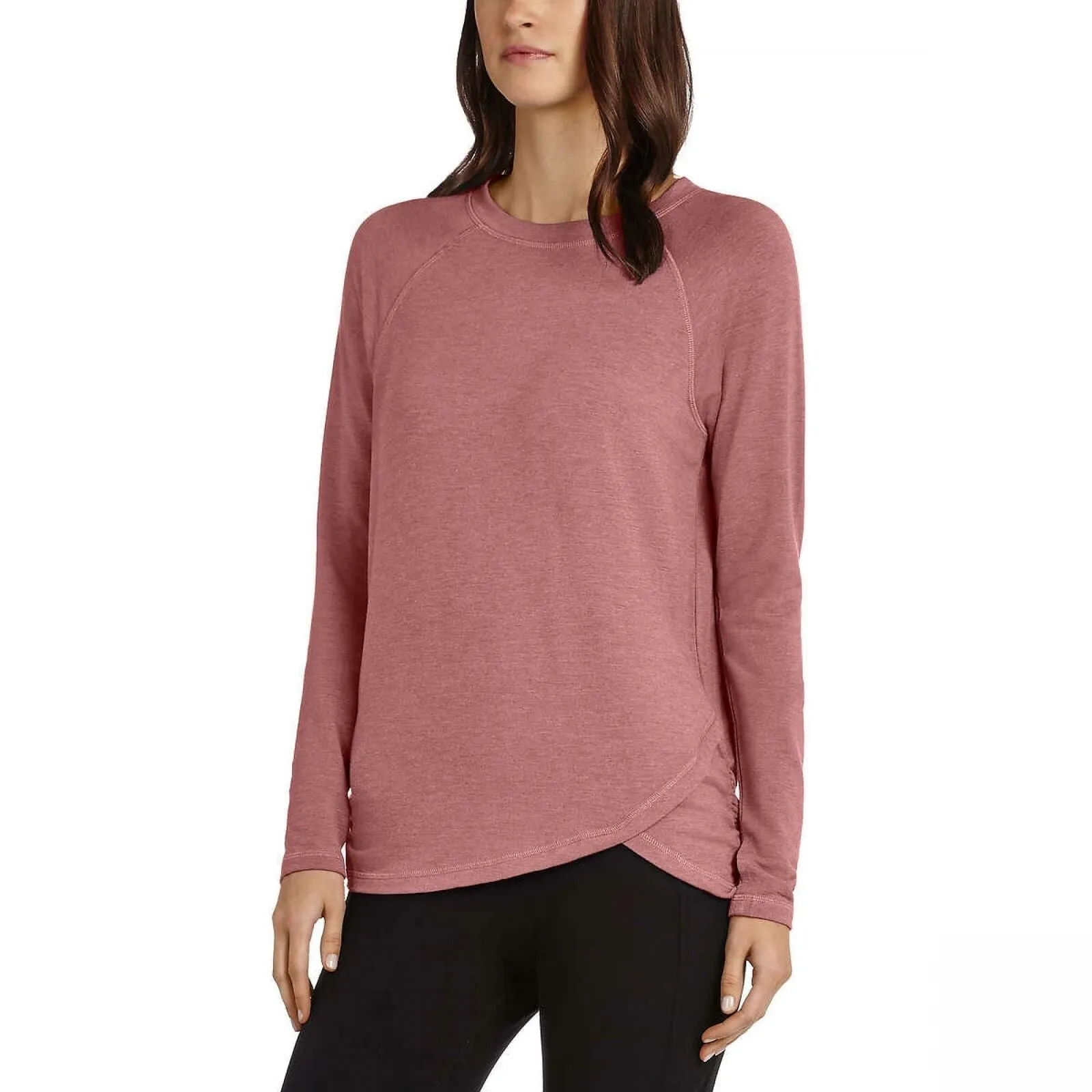 Danskin Women's Long Sleeve French Terry Crossover Top
